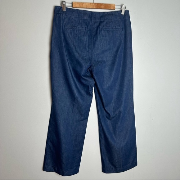 Talbots Wide Leg Sailor Lightweight Chambray Trouser Pants, Size 10 Petite, Blue - Picture 2 of 8